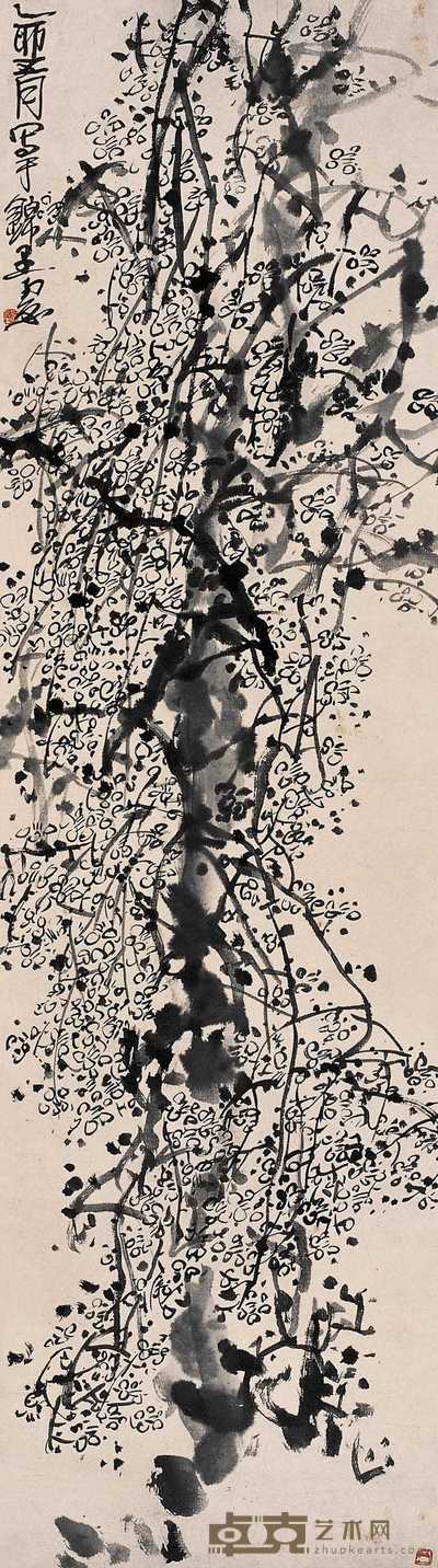 陈子庄 乙卯（1975）年作 梅花 立轴 119.5×33.5cm